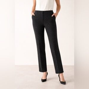 Carlisle Black Micro Floral Print Pants | Tiny Blue Ditsy Flower Pattern | US 10